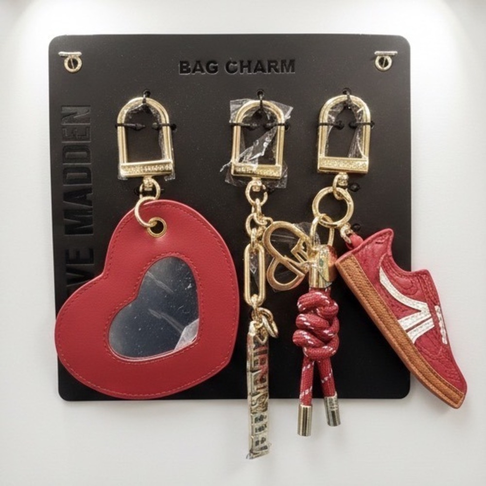 Steve Madden Red Heart Sneaker Bag Charm Keychain Decor Oversized NEW Maximalist